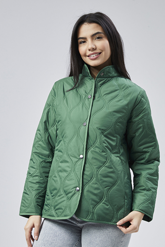 Selen Dik Yaka Standart Normal Bel Uzun Kadın Mont 24KSL6123 Yeşil Selen Dik Yaka Standart Normal Bel Uzun Kadın Mont 24KSL6123 Yeşil