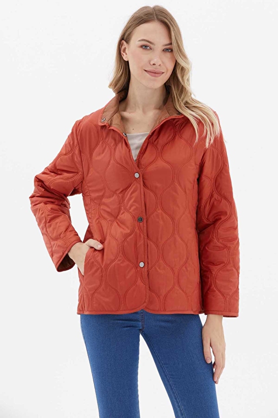 Selen Dik Yaka Standart Normal Bel Uzun Kadın Mont 24KSL6123 Kiremit Selen Dik Yaka Standart Normal Bel Uzun Kadın Mont 24KSL6123 Kiremit