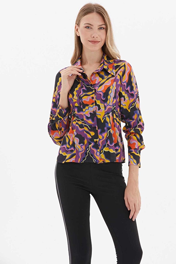 Selen Standart Normal Bel Uzun Kadın Bluz 24KSL8977 Mor Selen Standart Normal Bel Uzun Kadın Bluz 24KSL8977 Mor