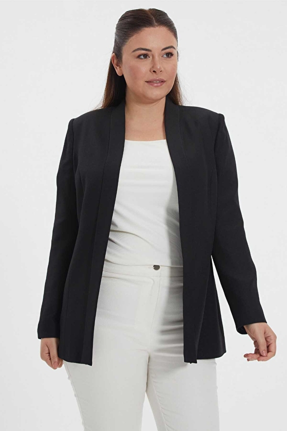 Selen V Yaka Uzun Kol Fermuarsız Normal Fit Kadın Ceket 25YSL1464 Siyah Selen V Yaka Uzun Kol Fermuarsız Normal Fit Kadın Ceket 25YSL1464 Siyah