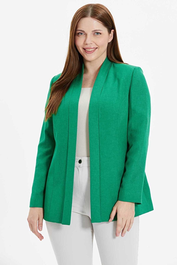 Selen V Yaka Uzun Kol Fermuarsız Normal Fit Kadın Ceket 25YSL1464 Yeşil Selen V Yaka Uzun Kol Fermuarsız Normal Fit Kadın Ceket 25YSL1464 Yeşil