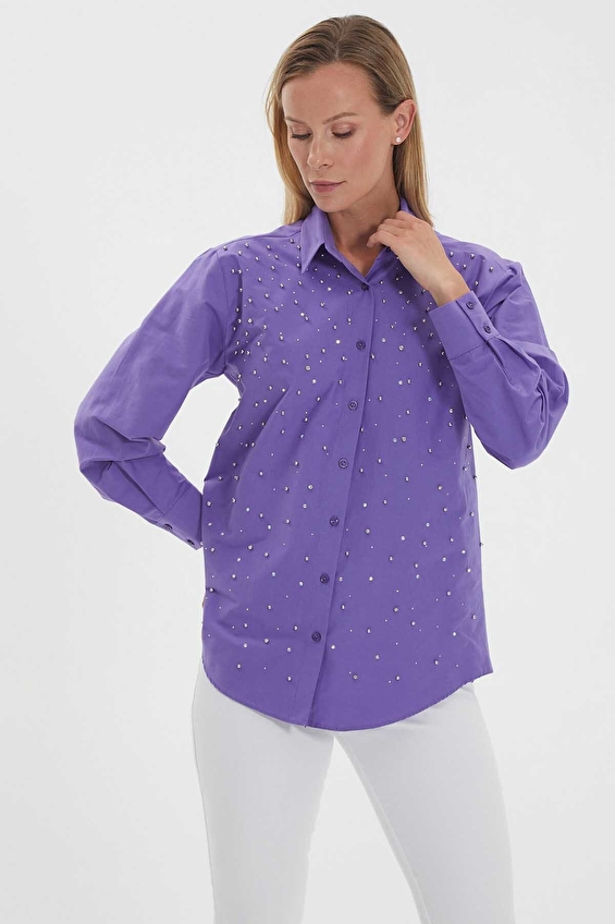 Selen Gömlek Yaka Uzun Kol Kadın Bluz 25YSL8049 Mor Selen Gömlek Yaka Uzun Kol Kadın Bluz 25YSL8049 Mor
