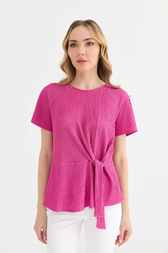 Selen Standart Fit Kısa Kol O Yaka Fermuarsız Kadın Bluz 25YSL8146 Fuşya Selen Standart Fit Kısa Kol O Yaka Fermuarsız Kadın Bluz 25YSL8146 Fuşya