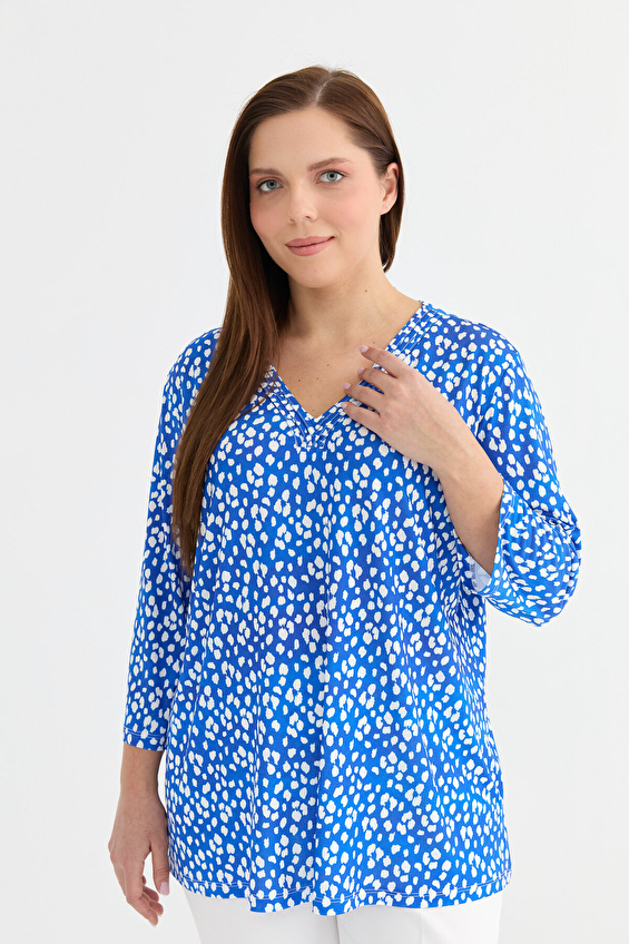 Selen V Yaka Kadın Bluz 25YSL8102 Saks Selen V Yaka Kadın Bluz 25YSL8102 Saks