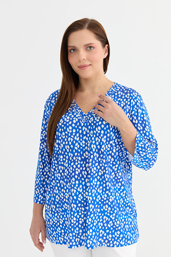 Selen V Yaka Kadın Bluz 25YSL8102 Saks Selen V Yaka Kadın Bluz 25YSL8102 Saks