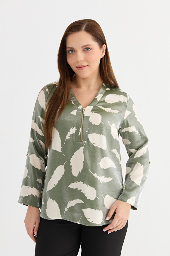 Selen V Yaka Kadın Bluz 25YSL8131 Haki Selen V Yaka Kadın Bluz 25YSL8131 Haki