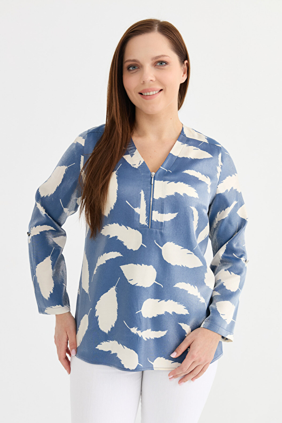 Selen V Yaka Kadın Bluz 25YSL8131 Mavi Selen V Yaka Kadın Bluz 25YSL8131 Mavi