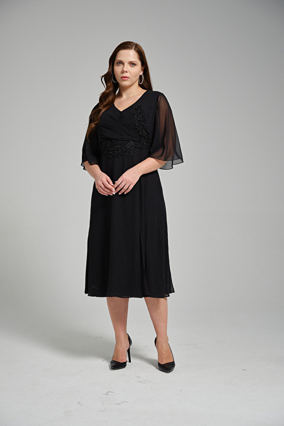 Selen Normal Yaka Kadın Elbise 25YSL7649 Siyah Selen Normal Yaka Kadın Elbise 25YSL7649 Siyah