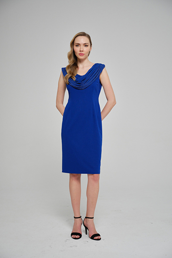 Selen Degaje Yaka Kadın Elbise 25YSL7644 Saks Selen Degaje Yaka Kadın Elbise 25YSL7644 Saks