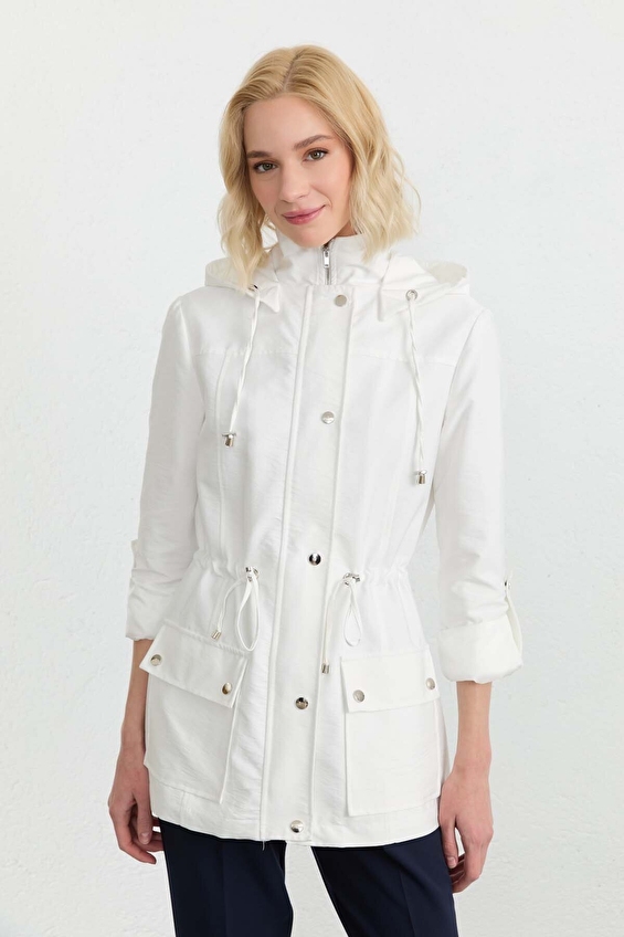 Selen Dik Yaka Standart Fit Polyester Mix Fermuarlı Uzun Kollu Kadın Ceket 26YSL9575 Ekru Selen Dik Yaka Standart Fit Polyester Mix Fermuarlı Uzun Kollu Kadın Ceket 26YSL9575 Ekru