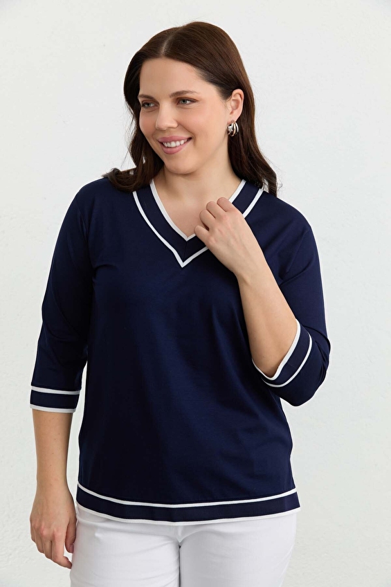 Selen V Yaka Viskoz Kadın Ceket 26YSL8353 Lacivert Selen V Yaka Viskoz Kadın Ceket 26YSL8353 Lacivert