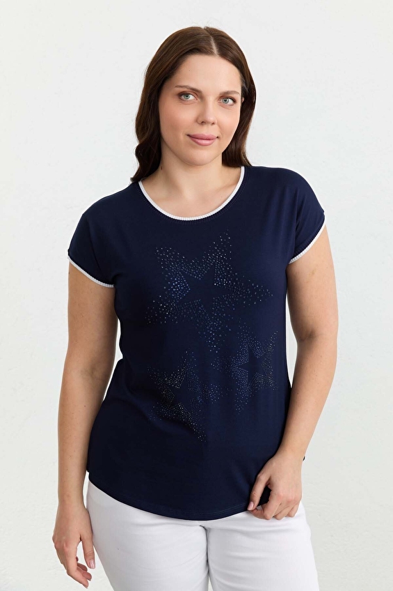 Selen Keten Bisiklet Yaka Kısa Kollu Kadın Bluz 26YSL8336 Lacivert Selen Keten Bisiklet Yaka Kısa Kollu Kadın Bluz 26YSL8336 Lacivert