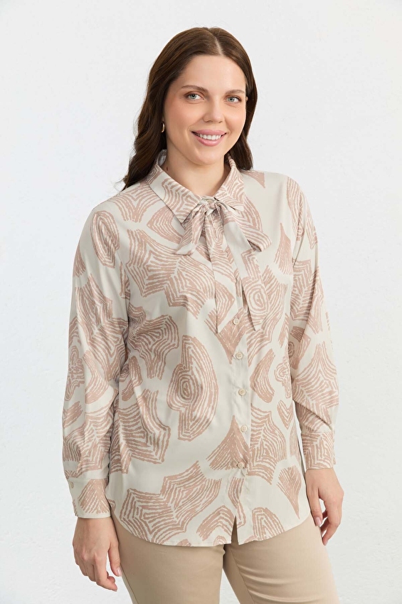 Selen Polo Yaka Viskoz Uzun Kollu Kadın Bluz 26YSL8382 Bej Selen Polo Yaka Viskoz Uzun Kollu Kadın Bluz 26YSL8382 Bej