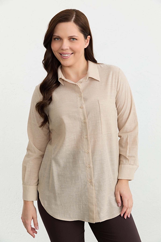 Selen Polo Yaka Viskoz Uzun Kollu Kadın Bluz 26YSL8383 Bej Selen Polo Yaka Viskoz Uzun Kollu Kadın Bluz 26YSL8383 Bej