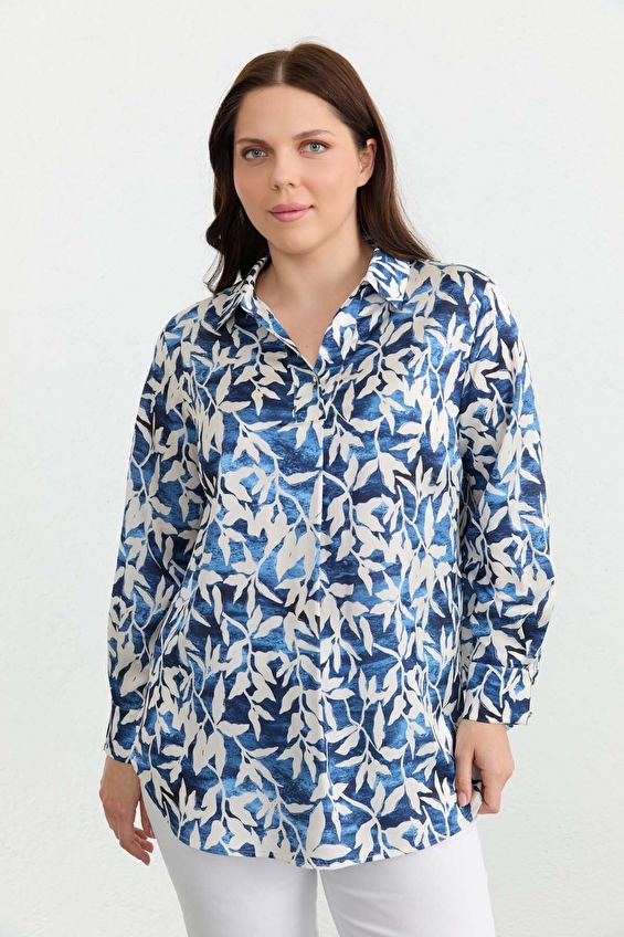 Selen Polo Yaka Fermuarsız Normal Fit Kadın Bluz 26YSL8376 Indıgo Selen Polo Yaka Fermuarsız Normal Fit Kadın Bluz 26YSL8376 Indıgo