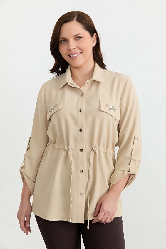 Selen Polo Yaka Viskoz Uzun Kollu Kadın Bluz 26YSL8367 Bej Selen Polo Yaka Viskoz Uzun Kollu Kadın Bluz 26YSL8367 Bej