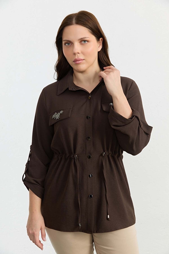 Selen Polo Fermuarsız Uzun Kollu Kadın Bluz 26YSL8367 Kahverengi Selen Polo Fermuarsız Uzun Kollu Kadın Bluz 26YSL8367 Kahverengi