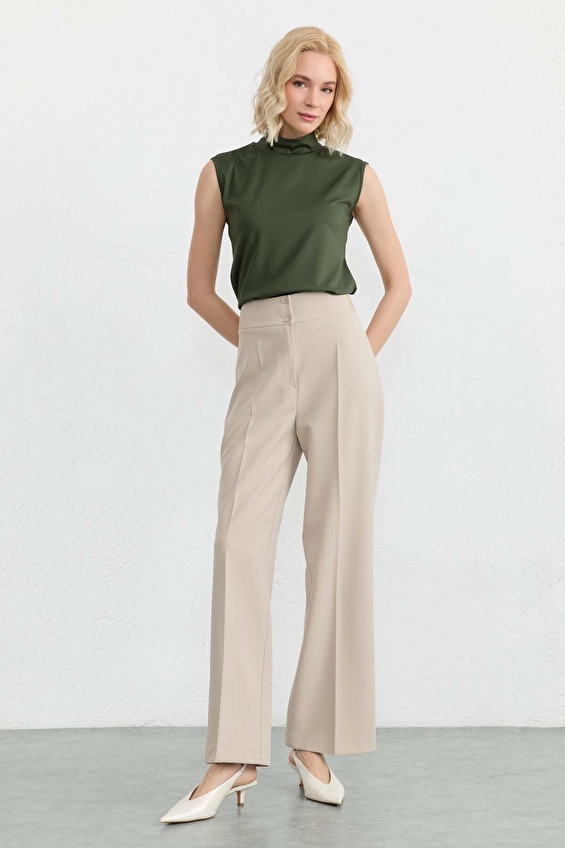 Selen Standart Fit Bol Paça Fermuarlı Normal Bel Kadın Pantolon 26YSL5585 Taş Selen Standart Fit Bol Paça Fermuarlı Normal Bel Kadın Pantolon 26YSL5585 Taş