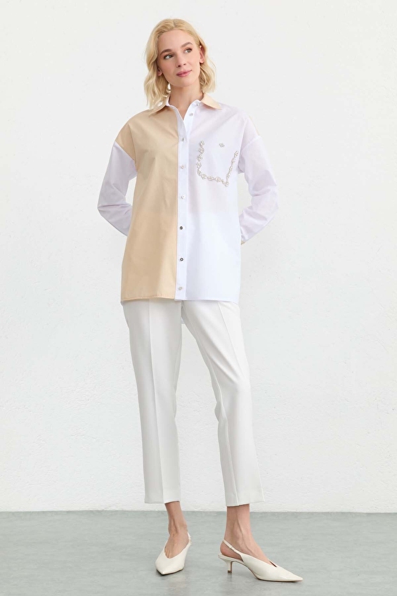 Selen Standart Fit Gömlek Yaka Viskoz Uzun Kollu Kadın Bluz 26YSL8388 Beyaz/bej Selen Standart Fit Gömlek Yaka Viskoz Uzun Kollu Kadın Bluz 26YSL8388 Beyaz/bej