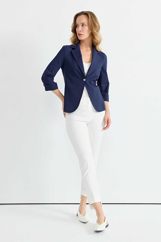 Selen Standart Fit Truvakar Fermuarsız Erkek Yaka Kadın Ceket 26YSL1621 Lacivert Selen Standart Fit Truvakar Fermuarsız Erkek Yaka Kadın Ceket 26YSL1621 Lacivert