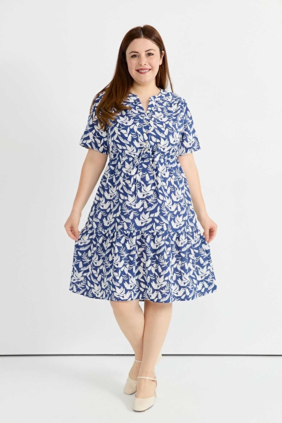 Selen V Yaka Kısa Kollu Kadın Elbise 26YSL7796 Mavi Selen V Yaka Kısa Kollu Kadın Elbise 26YSL7796 Mavi