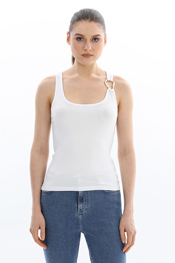 Crew Up Slim Fit U Yaka Kadın Atlet 2614BS121183 Ekru Crew Up Slim Fit U Yaka Kadın Atlet 2614BS121183 Ekru