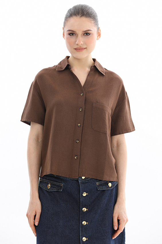 First Company Standart Fit Gömlek Yaka Kadın Gömlek 2614BS390022 Kahverengi First Company Standart Fit Gömlek Yaka Kadın Gömlek 2614BS390022 Kahverengi