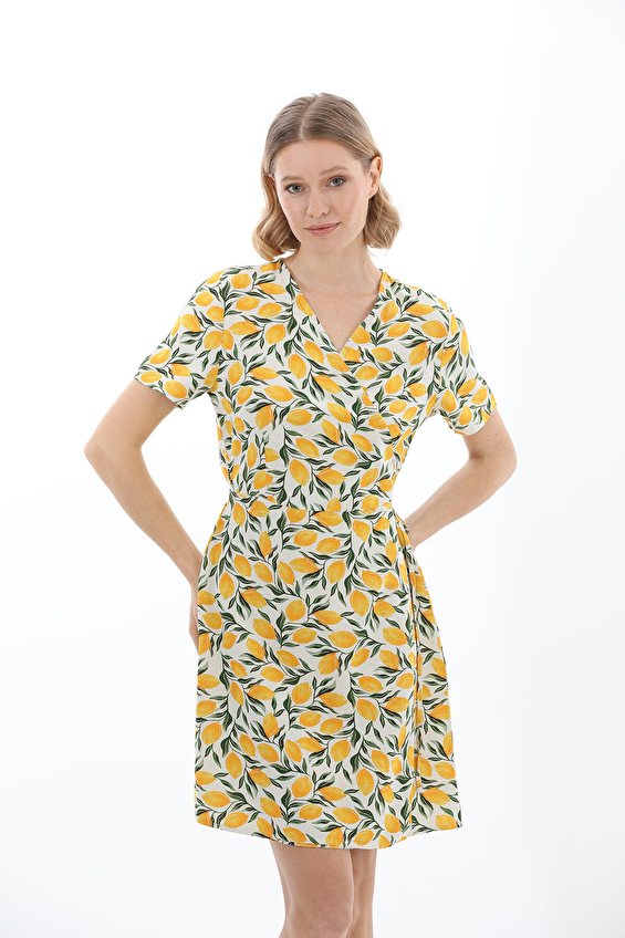 First Company Standart Fit Kruvaze Yaka Kadın Elbise 2614BS501395 Sarı First Company Standart Fit Kruvaze Yaka Kadın Elbise 2614BS501395 Sarı