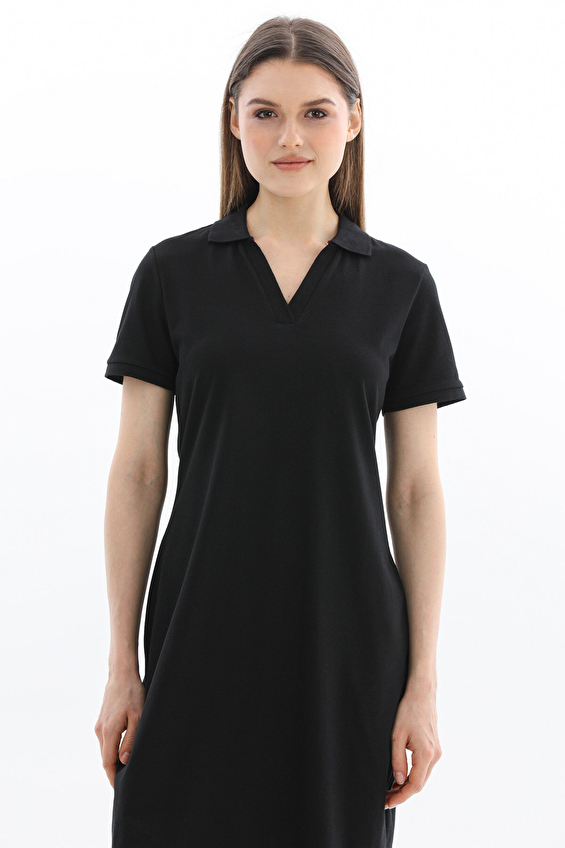 First Company Standart Fit Polo Yaka Kadın Elbise 2614BS501601 Siyah First Company Standart Fit Polo Yaka Kadın Elbise 2614BS501601 Siyah