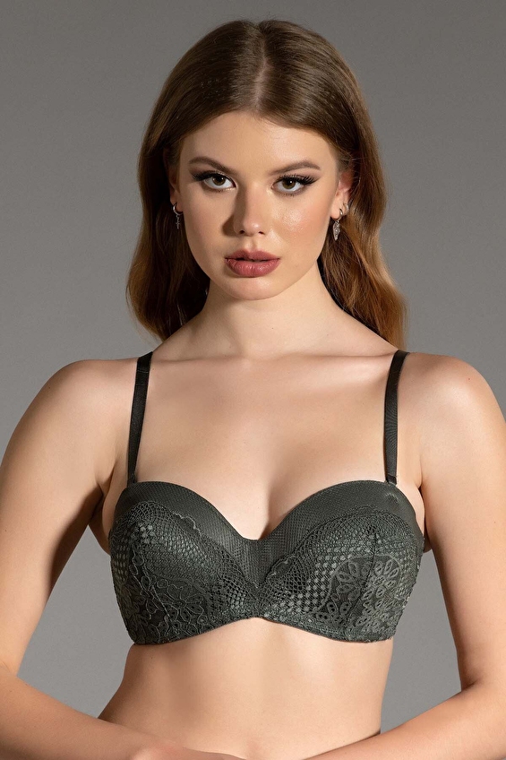 New Bra Kadın Dantelli Desteksiz Sütyen 3018 YSL Yeşil New Bra Kadın Dantelli Desteksiz Sütyen 3018 YSL Yeşil