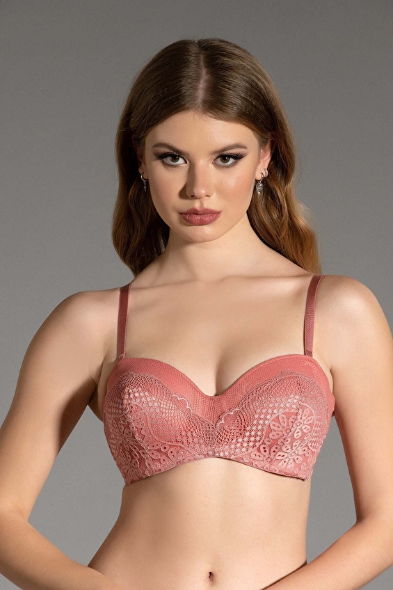 New Bra Kadın Dantelli Desteksiz Sütyen 3018 GLKRSU Gül kurusu New Bra Kadın Dantelli Desteksiz Sütyen 3018 GLKRSU Gül kurusu