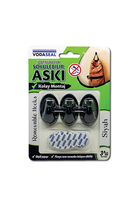 Vodaseal Sökülebilir Askı 3'lü Siyah
