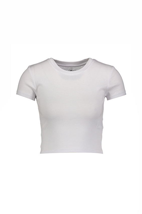 Mavi Bisiklet Yaka Crop / Kısa Kesim Kısa Kol Kadın Tişört M1600814 620 Beyaz