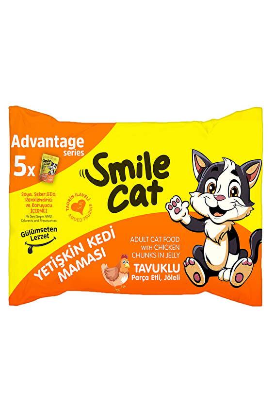 Smilecat Pouch Yetişkin Kedi Tavuklu 85g 5'li Paket
