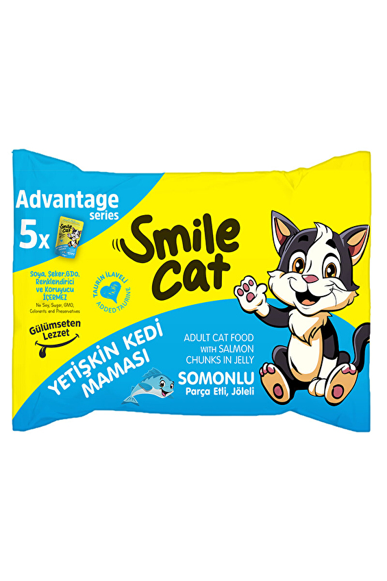 Smilecat Pouch Yetişkin Kedi Somonlu 85g 5'li Paket