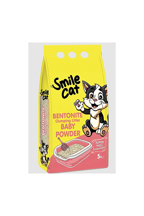 Smile Kedi Kumu Bentonit 5 Lt Bebek Pudralı