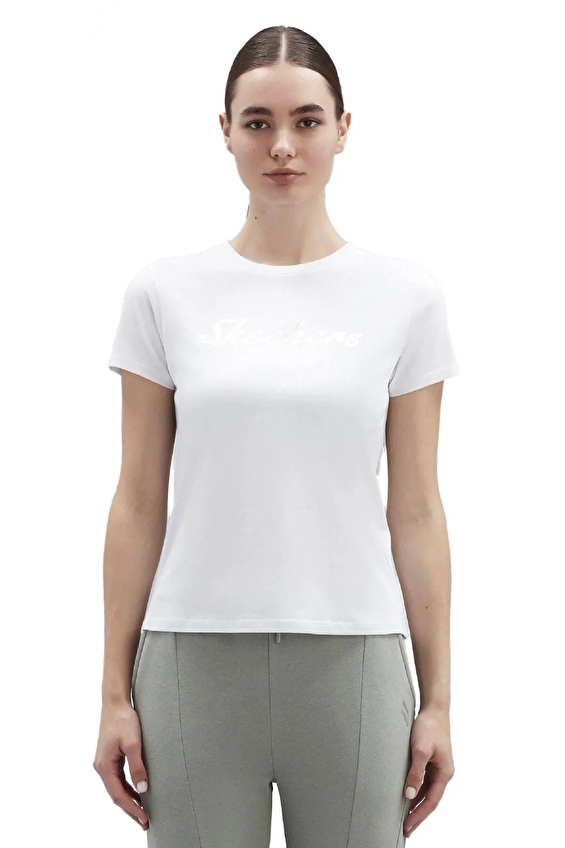 Skechers Kadın Tişört S221180 013 Beyaz Skechers Kadın Tişört S221180 013 Beyaz