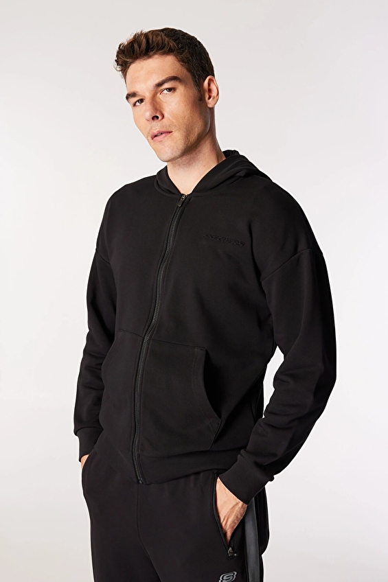Skechers Fermuarlı Kapüşonlu Essential Erkek Sweatshirt S242112 001 Siyah Skechers Fermuarlı Kapüşonlu Essential Erkek Sweatshirt S242112 001 Siyah