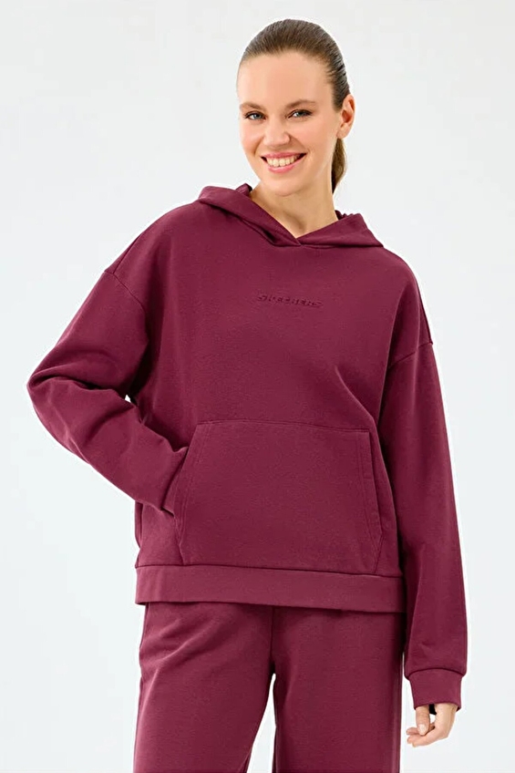 Skechers Kadın Essential Sweatshirt S2610013 3877 Bordo Skechers Kadın Essential Sweatshirt S2610013 3877 Bordo