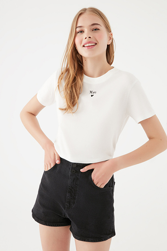 Mavi Bisiklet Yaka Semi Slim Fit Kadın Tişört M1601185 33389 Ekru Mavi Bisiklet Yaka Semi Slim Fit Kadın Tişört M1601185 33389 Ekru