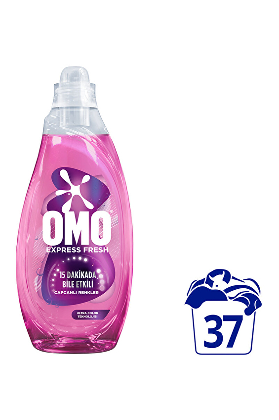 Omo Express Fresh Sıvı Bakım Deterjanı Capcanlı Renkler Renkli ve Siyahlar 37 Yıkama 1480 ml