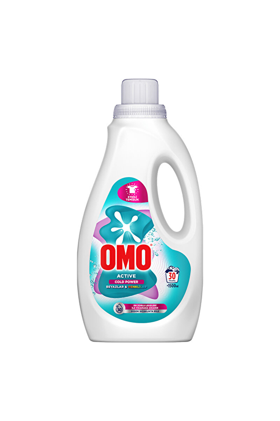 Omo Sıvı Çamaşır Deterjanı Active Beyazlar ve Renkliler 30 Yıkama 1500 ml