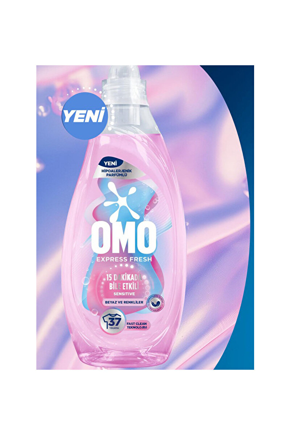 Omo Express Sıvı Bakım Deterjanı Hipoalerjenik Beyazlar ve Renkliler 37 Yıkama 1480 ml