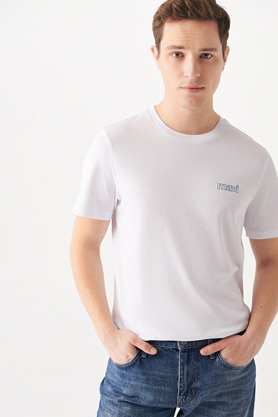 Mavi Erkek Tişört M0610360 620 Beyaz Mavi Erkek Tişört M0610360 620 Beyaz