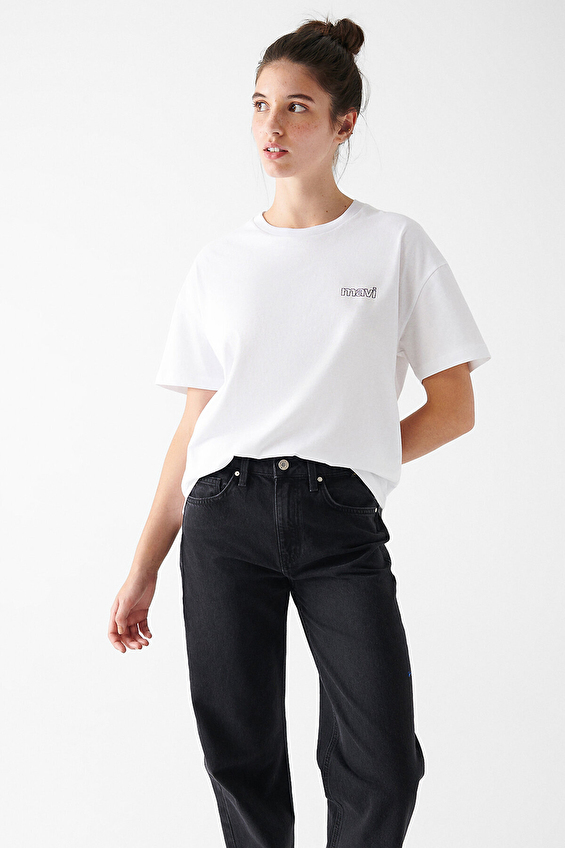 Mavi Bisiklet Yaka Loose Fit Kısa Kollu Kadın Tişört M1611309 620 Beyaz Mavi Bisiklet Yaka Loose Fit Kısa Kollu Kadın Tişört M1611309 620 Beyaz