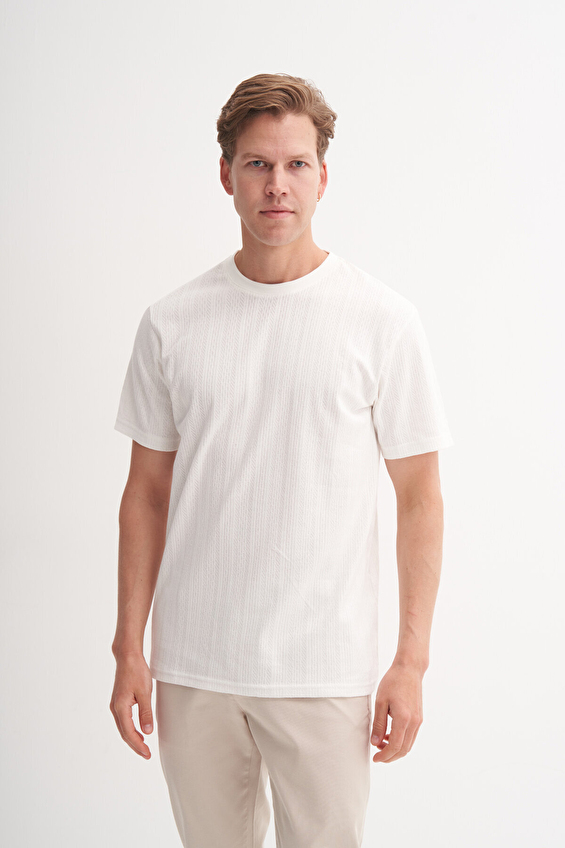 Cazador Regular Fit Bisiklet Yaka Erkek Tişört 25YCEEO04121 Ekru Cazador Regular Fit Bisiklet Yaka Erkek Tişört 25YCEEO04121 Ekru