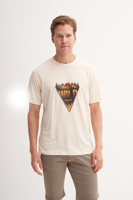 Cazador Regular Fit Bisiklet Yaka Erkek Tişört 25YCEEO04171 Bej Cazador Regular Fit Bisiklet Yaka Erkek Tişört 25YCEEO04171 Bej