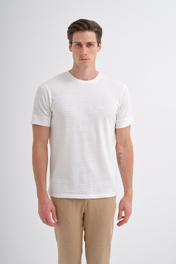 Cazador Regular Fit Bisiklet Yaka Erkek Tişört 25YCEEO04220 Ekru Cazador Regular Fit Bisiklet Yaka Erkek Tişört 25YCEEO04220 Ekru