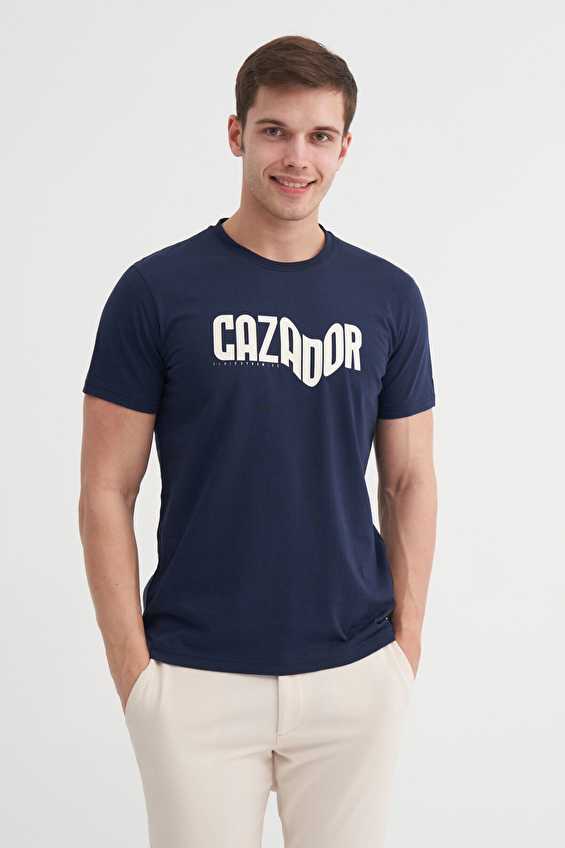 Cazador Slim Fit Bisiklet Yaka Erkek Tişört 25YCEEO04230 Lacivert Cazador Slim Fit Bisiklet Yaka Erkek Tişört 25YCEEO04230 Lacivert