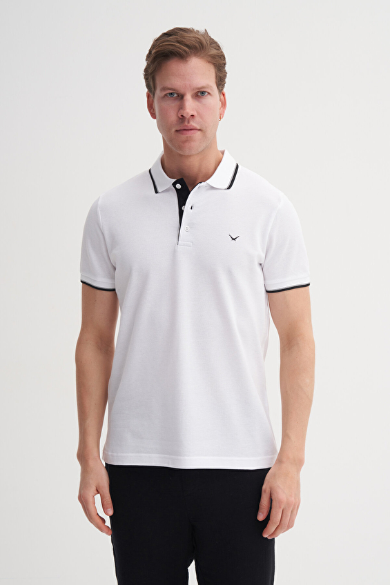 Cazador Polo Yaka Slim Fit Erkek Tişört 25YCEEO04614 Beyaz/siyah Cazador Polo Yaka Slim Fit Erkek Tişört 25YCEEO04614 Beyaz/siyah